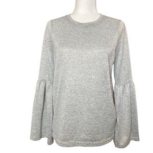 Vero Moda Women's heather gray long bell sleeve crew neck top, Sz S